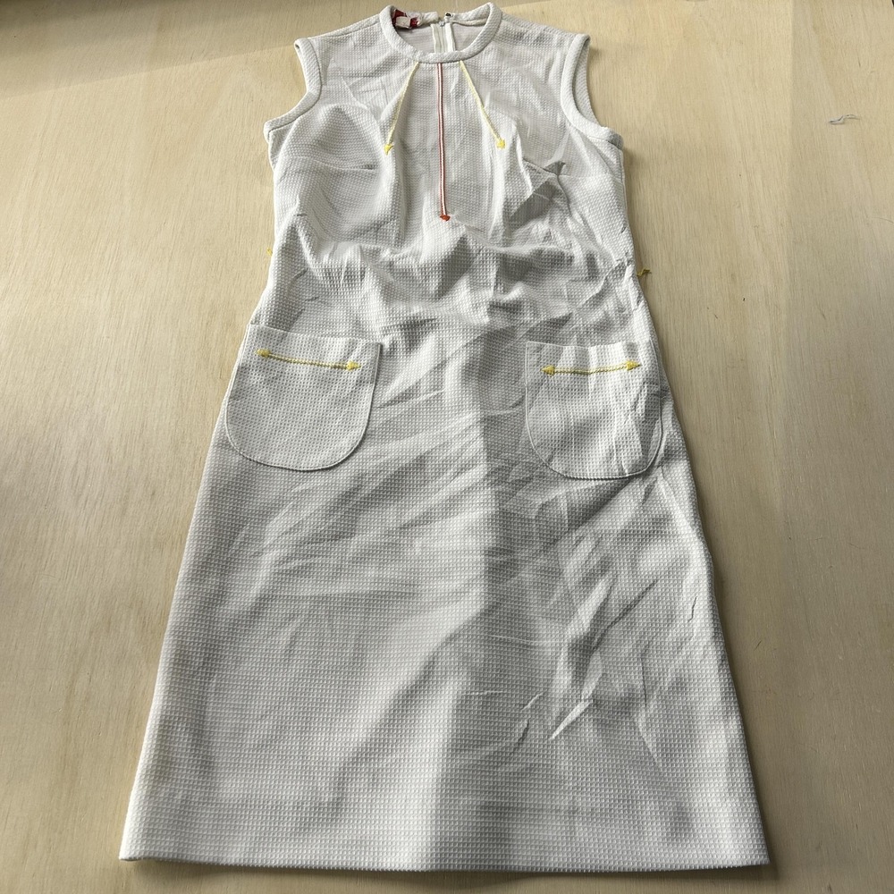 Vintage Route One Dress Womens M White Sleeveless Crew Neck Shift Pockets